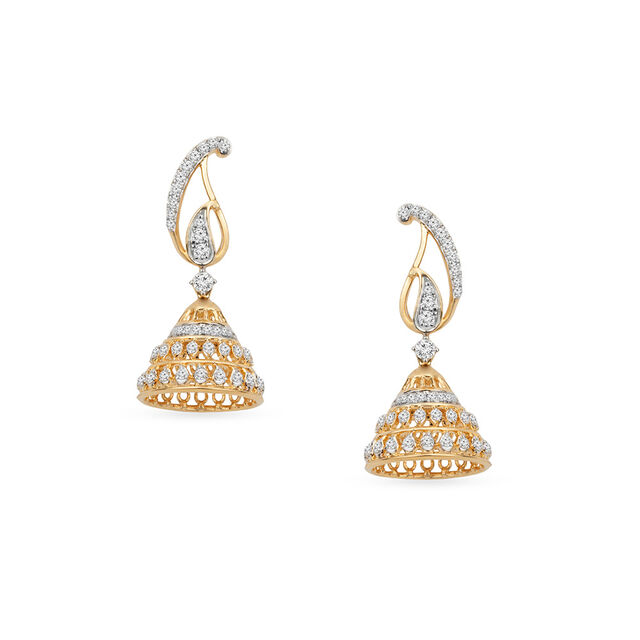 Tanishq 18KT Paisley Cascade Jhumka for Women 