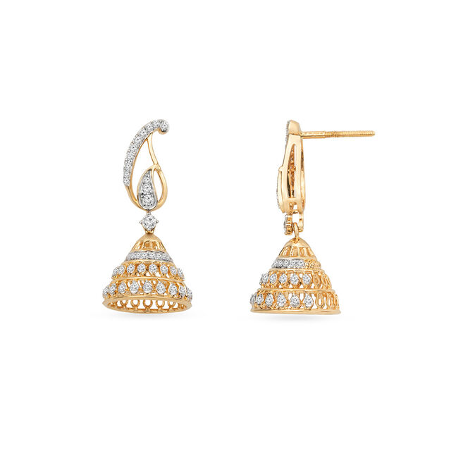 Tanishq 18KT Paisley Cascade Jhumka for Women 2