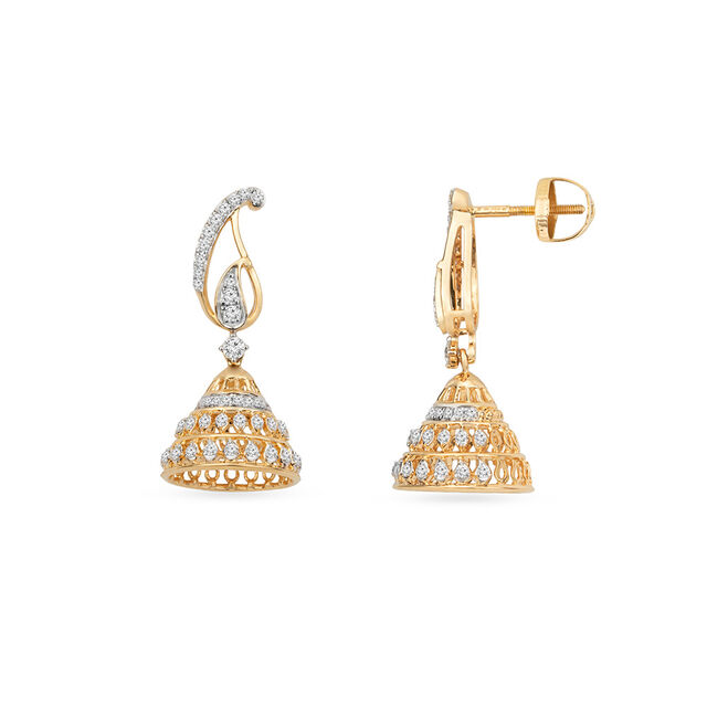 Tanishq 18KT Paisley Cascade Jhumka for Women 3