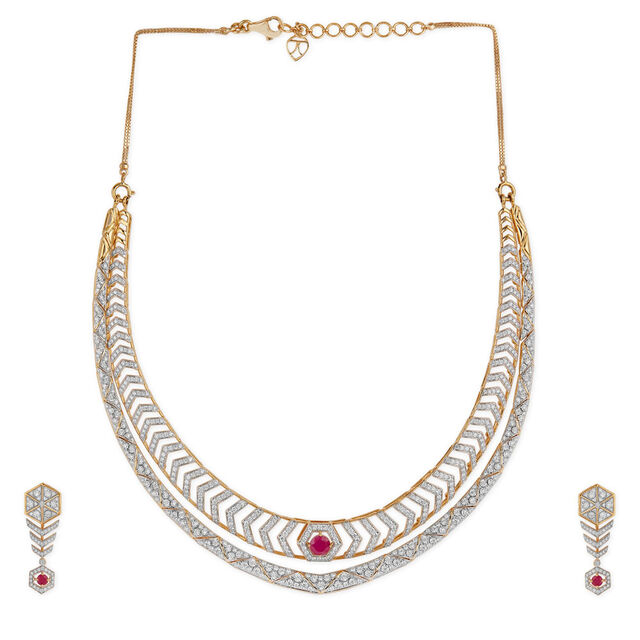 Tanishq Crimson Brilliance Modular Necklace Set for Women 2