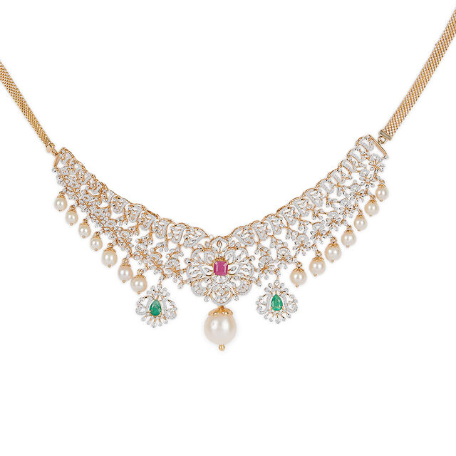 Tanishq 18KT Diamond Necklace Set for Women 9