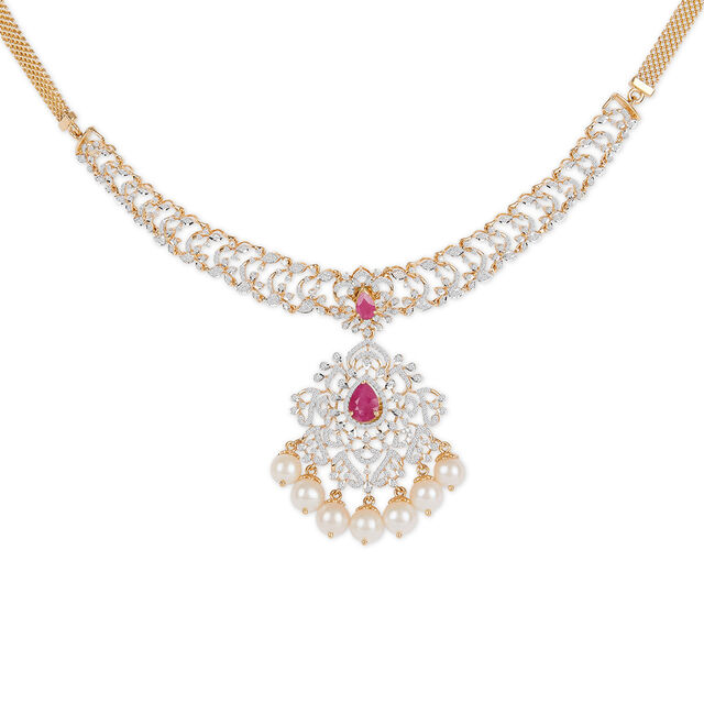 Tanishq 18KT Diamond Necklace Set for Women 10