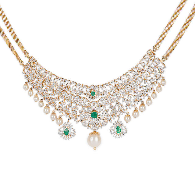 Tanishq 18KT Diamond Necklace Set for Women 2