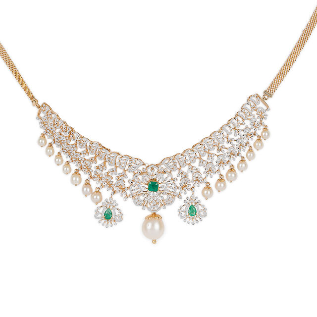 Tanishq 18KT Diamond Necklace Set for Women 3