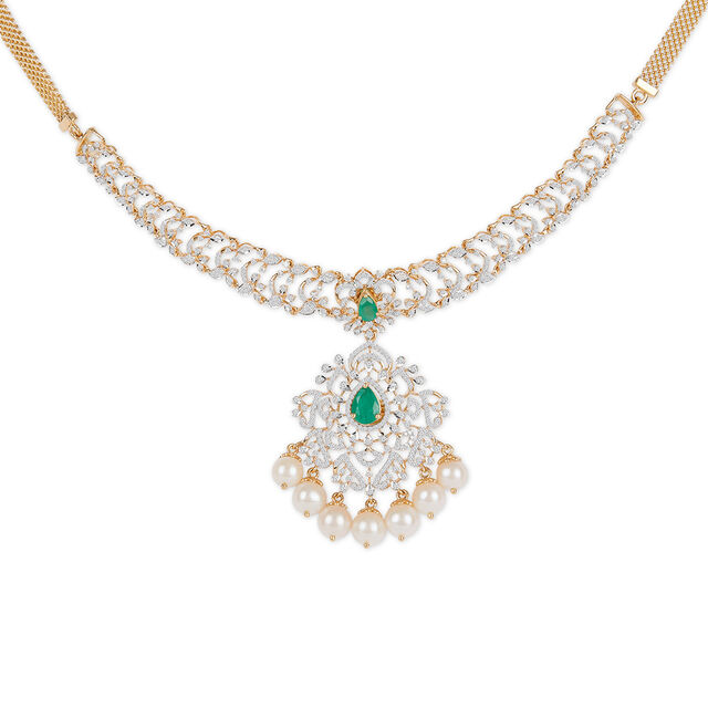 Tanishq 18KT Diamond Necklace Set for Women 4