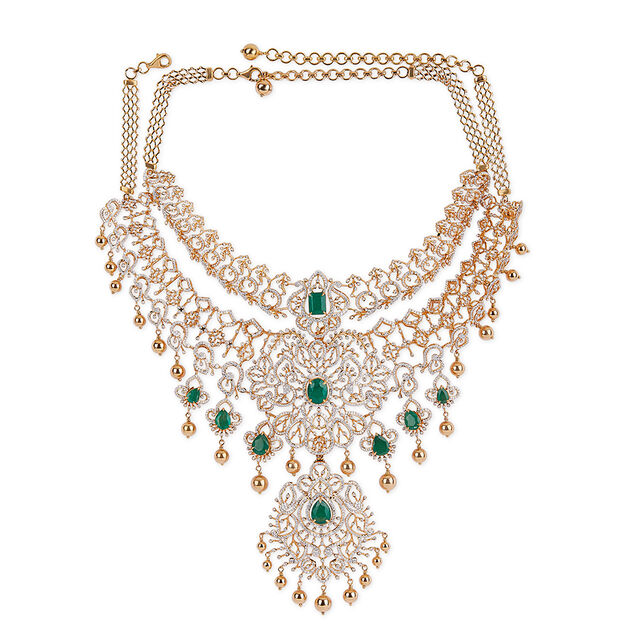 Tanishq 18KT Diamond Necklace Set for Women 