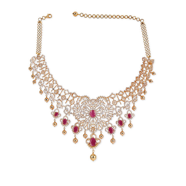 Tanishq 18KT Diamond Necklace Set for Women 7