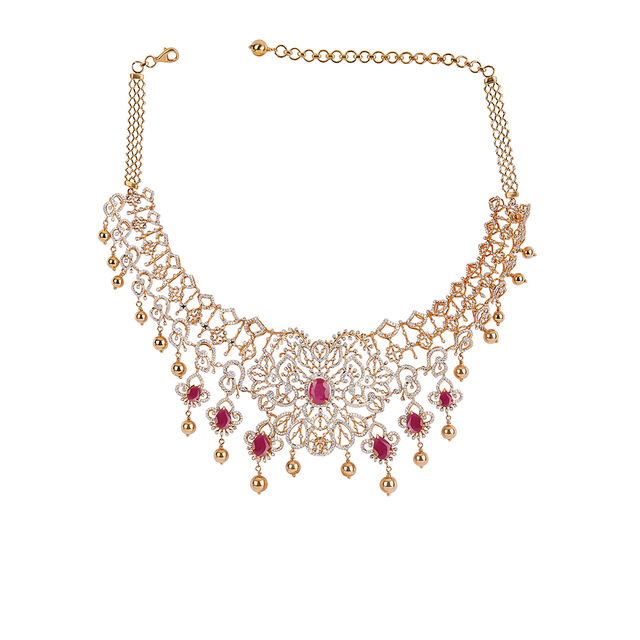 Tanishq 18KT Diamond Necklace Set for Women 8
