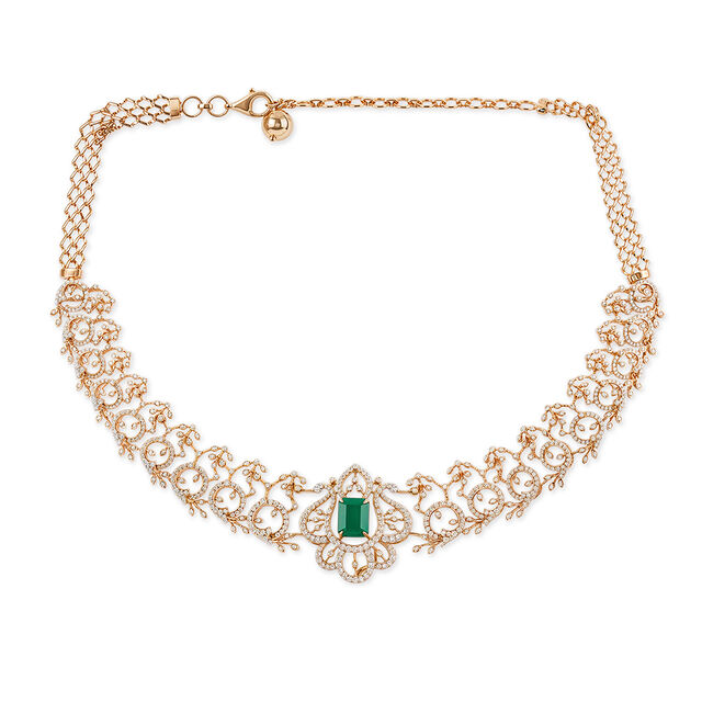 Tanishq 18KT Diamond Necklace Set for Women 2