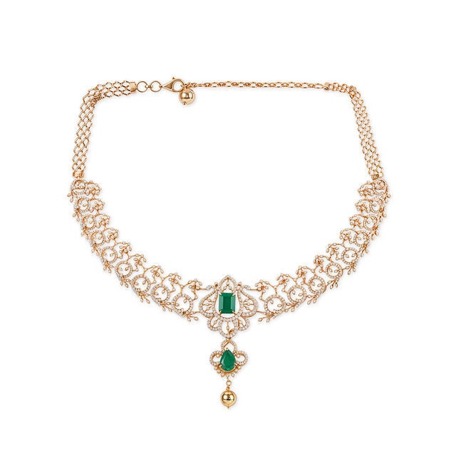Tanishq 18KT Diamond Necklace Set for Women 3