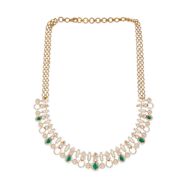 Tanishq 18KT Diamond Necklace Set for Women 3