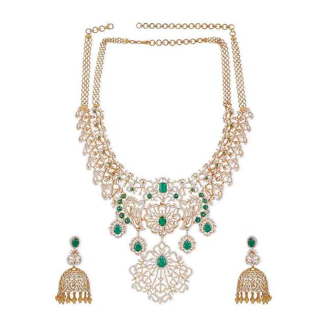 Tanishq 18KT Diamond Necklace Set for Women 