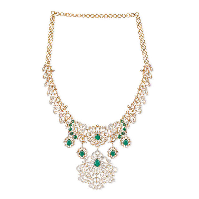 Tanishq 18KT Diamond Necklace Set for Women 4