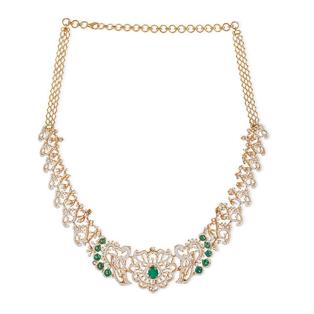 Tanishq 18KT Diamond Necklace Set for Women 5