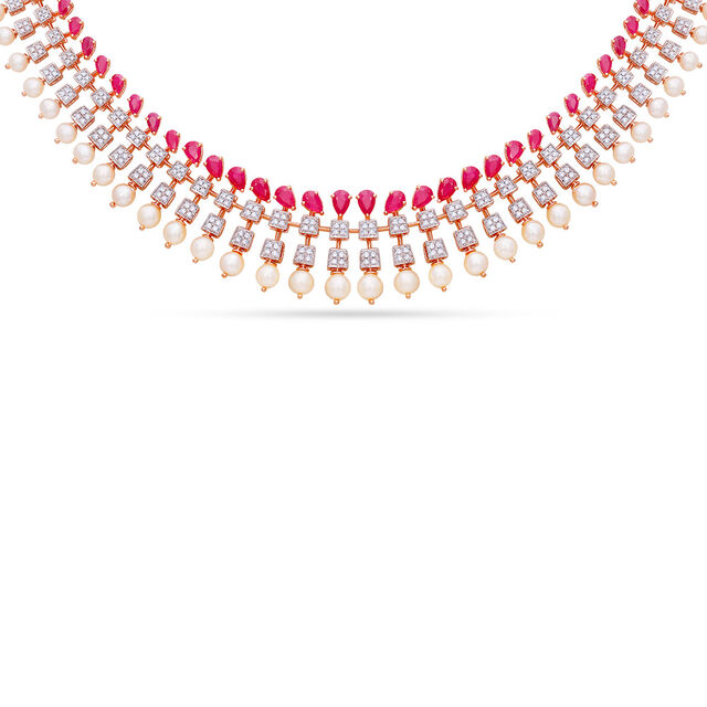 Tanishq 18 Karat Diamond Necklace Set for Women 2