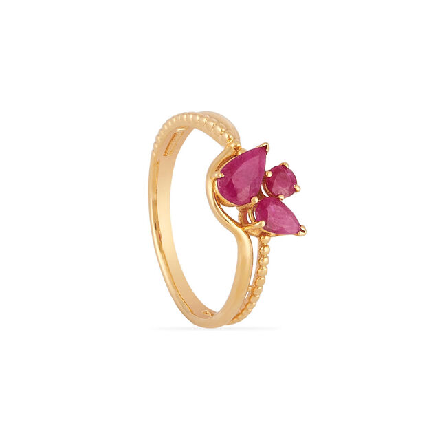 Tanishq 18KT Petals of Grace Ruby Ring for Women 2