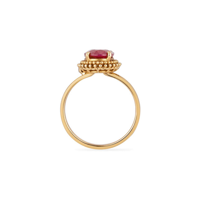 Tanishq 18KT Ruby Beaded Halo Gold Ring for Women 3