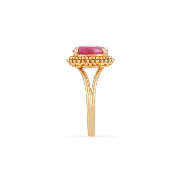 Tanishq 18KT Ruby Beaded Halo Gold Ring for Women 4