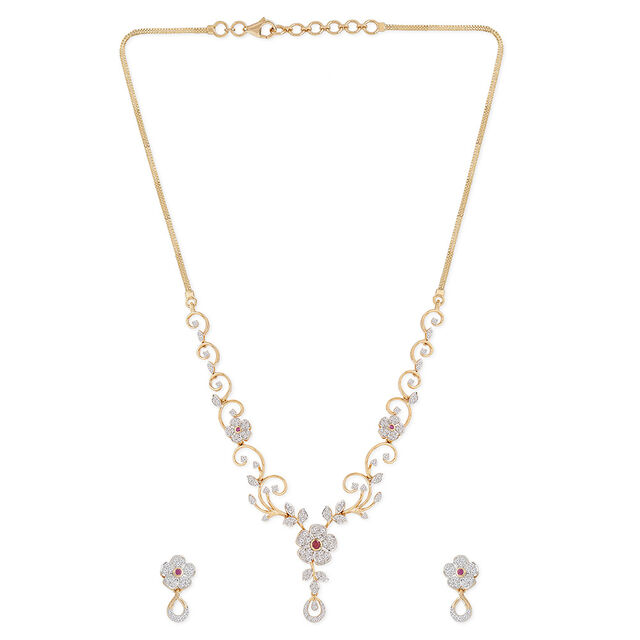 Tanishq 18KT Diamond Necklace Set 