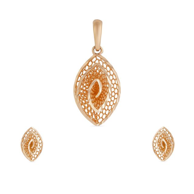 Tanishq 18KT Gold Pendant and Earrings Set 