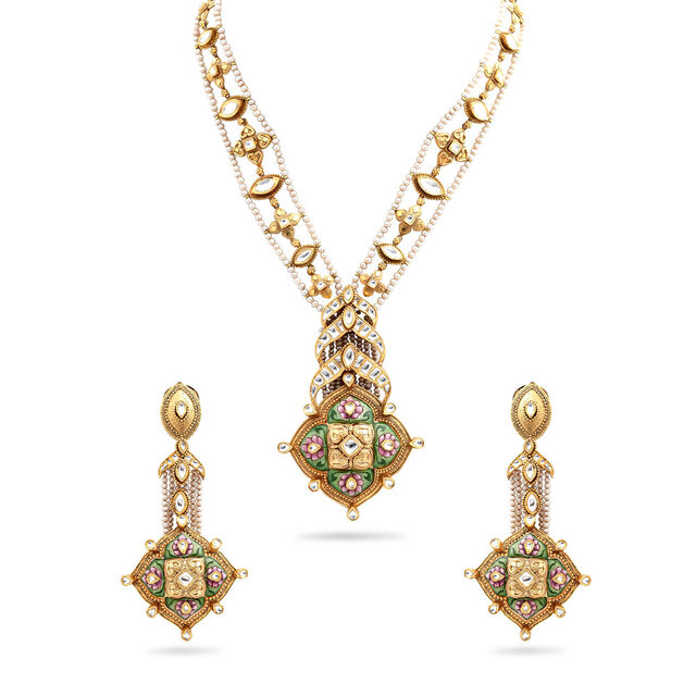 Gold Floral Serenade Necklace & Earrings Set,,hi-res 