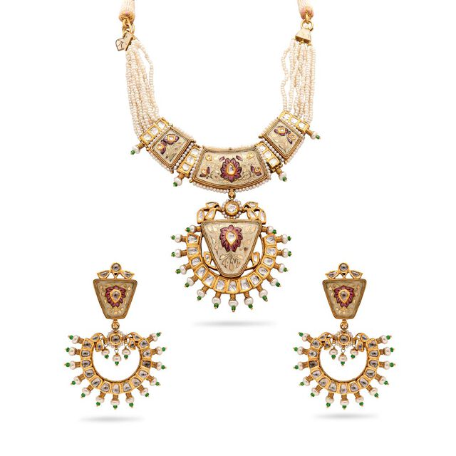Heritage Splendor Kundan Polki Necklace Set,,hi-res 