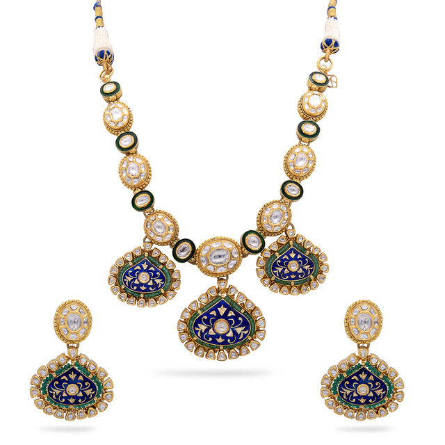 Enamel Adorned Necklace Set,,hi-res 