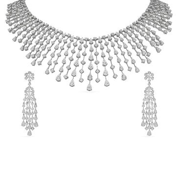 Exquisite Diamond Cascade Necklace Set