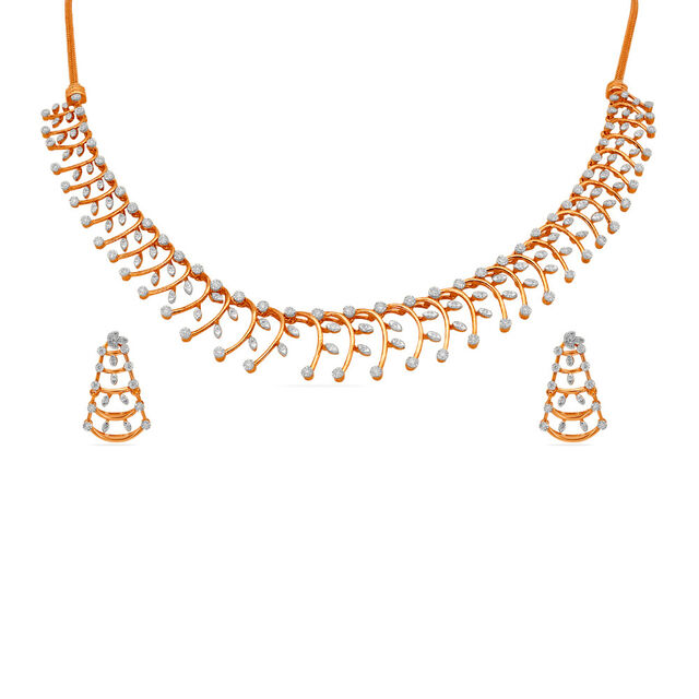 Tanishq 18 KT Diamond Necklace Set for Women 