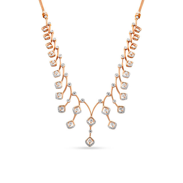 Geometric Diamond Cascade Necklace and Earrings Set 2