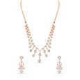 Geometric Diamond Cascade Necklace and Earrings Set 