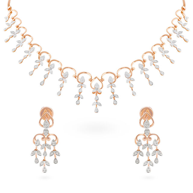 Tanishq 18 KT Diamond Necklace Set for Women 