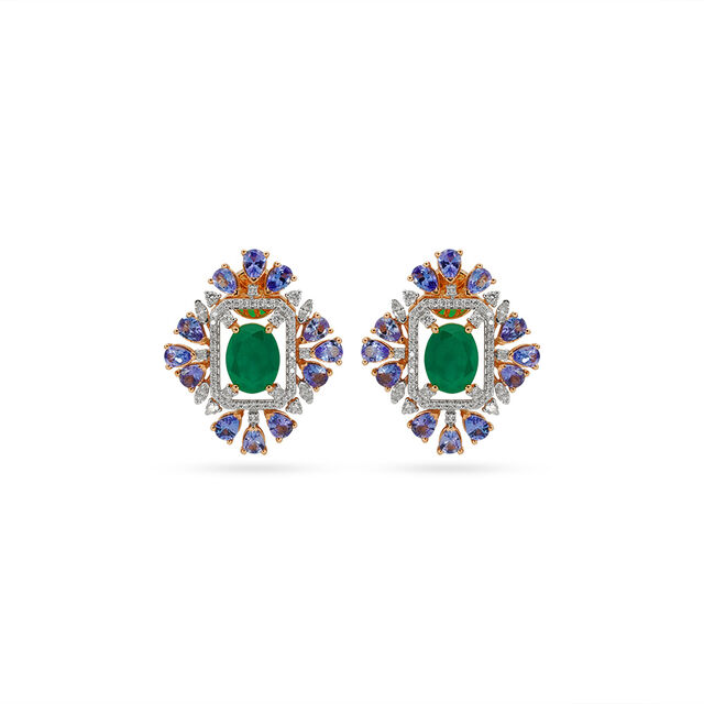 Tanishq 18 Karat Diamond Pendant and Earrings Set for Women 3