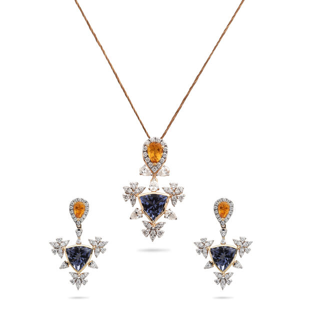Seasonal Blaze Gold Pendant & Earrings Set,,hi-res 