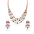 Crimson Harmony Gold Necklace and Earring Set,,hi-res 