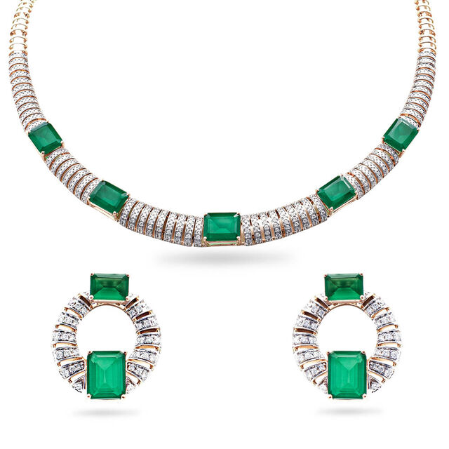 Enchanted Forest Gold Necklace and Earring Set,,hi-res 