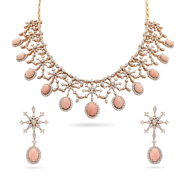 Ethereal Snowfall Gold Necklace and Earring Set,,hi-res 