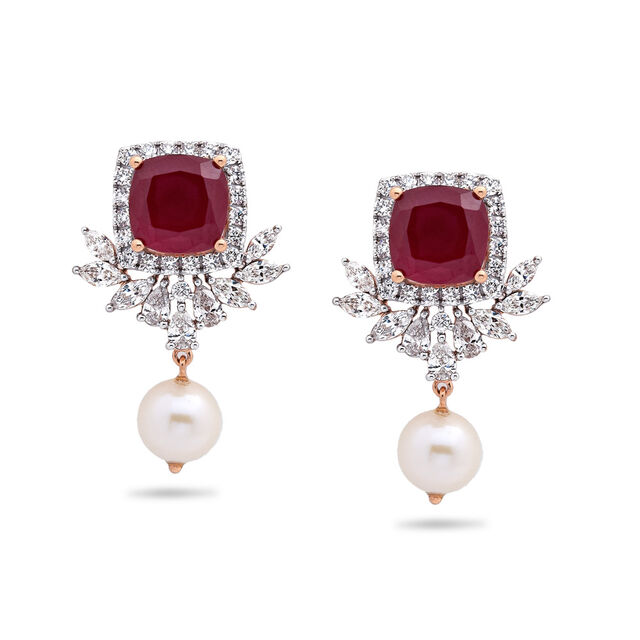Scarlet Leaf Serenade Gold Earrings,,hi-res 