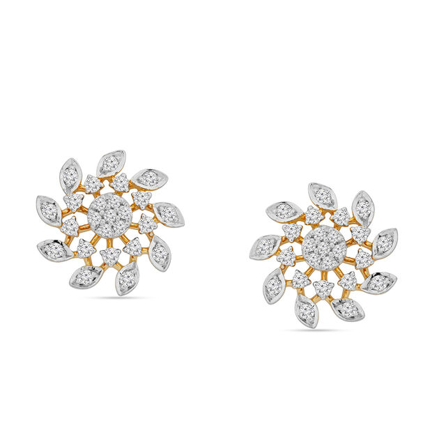 Floral Diamond Stud Earrings 