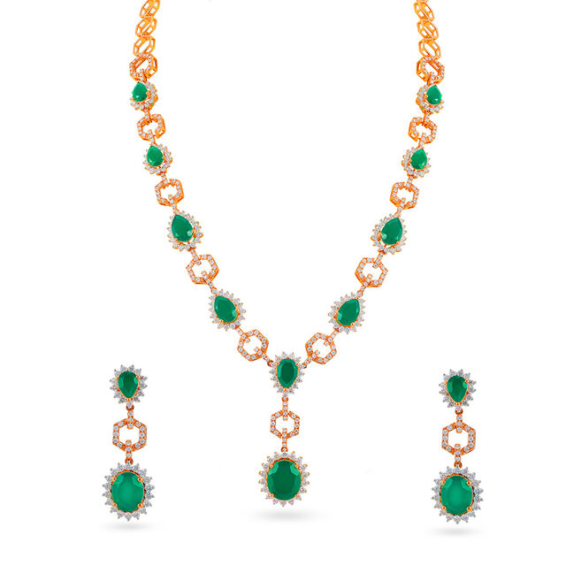 Intricate Rose Gold Necklace Set 