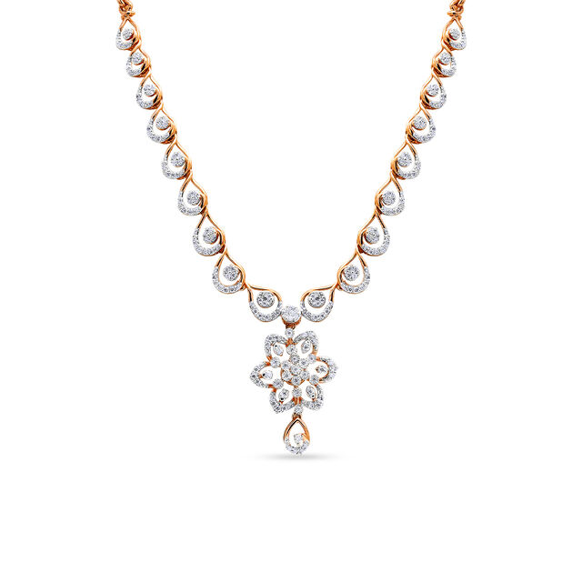 Floral Diamond Necklace and Earrings Set 2