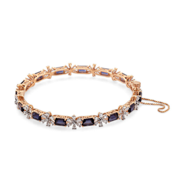 Iolite Floral Gold Bangle,,hi-res