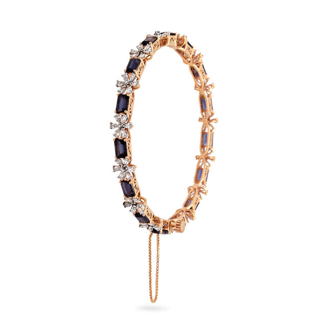 Iolite Floral Gold Bangle,,hi-res