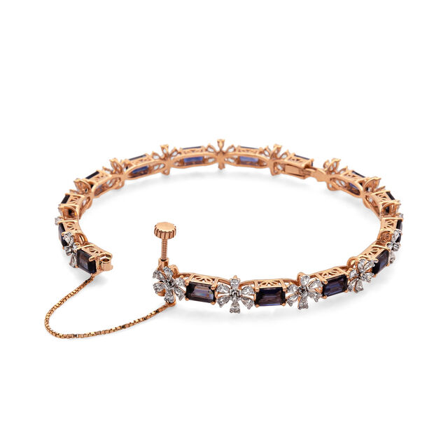Iolite Floral Gold Bangle,,hi-res