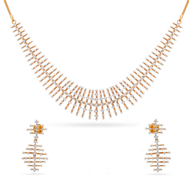Tanishq 18 Karat Diamond Necklace Set for Women 