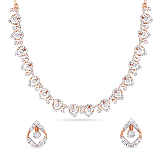 Tanishq 18 Karat Diamond Necklace Set for Women 