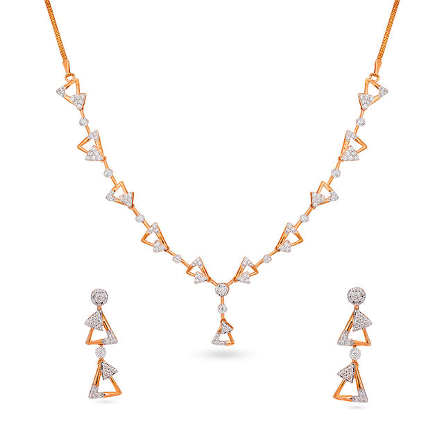 Tanishq 18 Karat Diamond Necklace Set for Women 