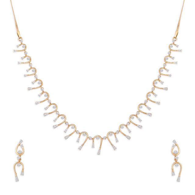 Tanishq 18KT Diamond Necklace Set 