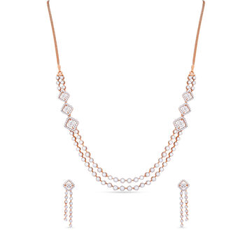 Tanishq 18 Karat Diamond Necklace Set for Women