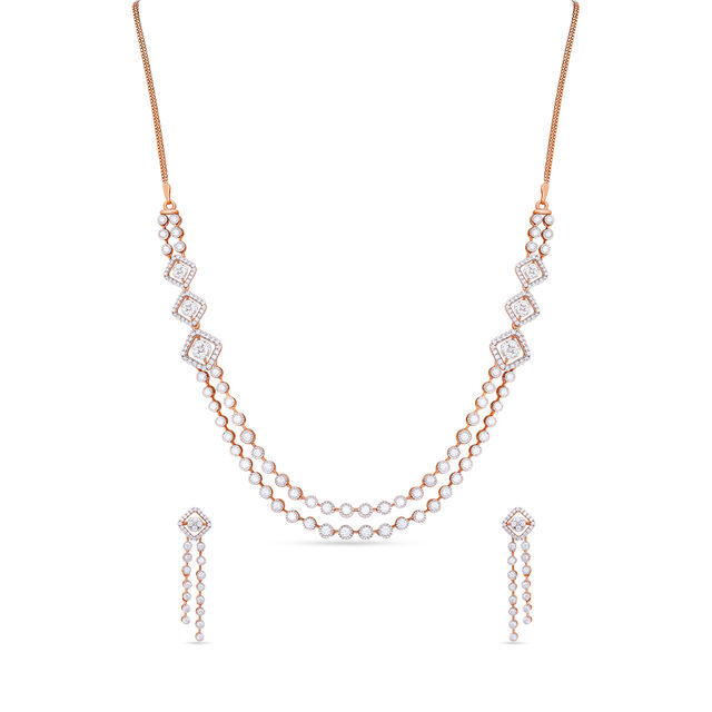 Tanishq 18 Karat Diamond Necklace Set for Women 